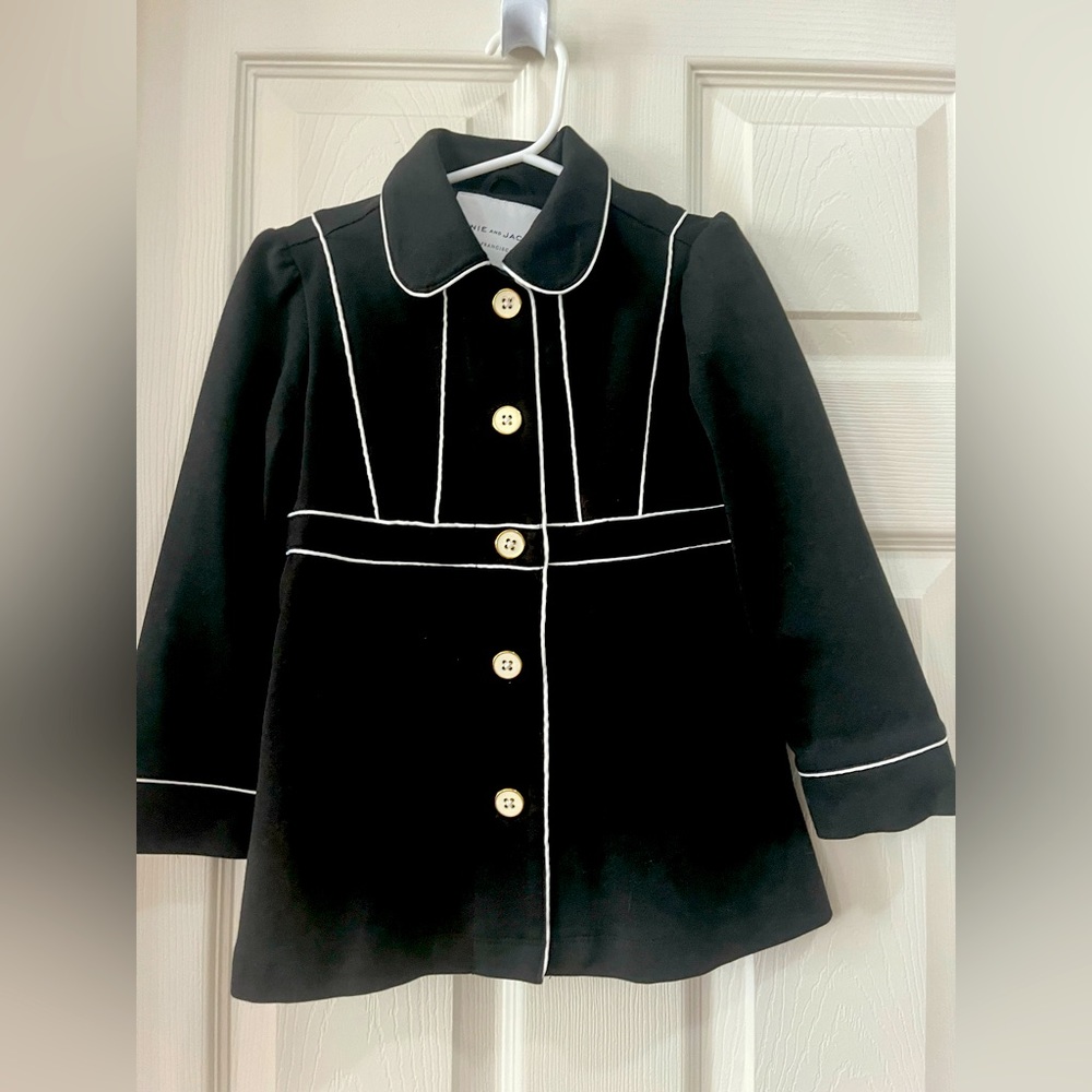 Like new, black, Janie and Jack toddler coat, size 3 to 4